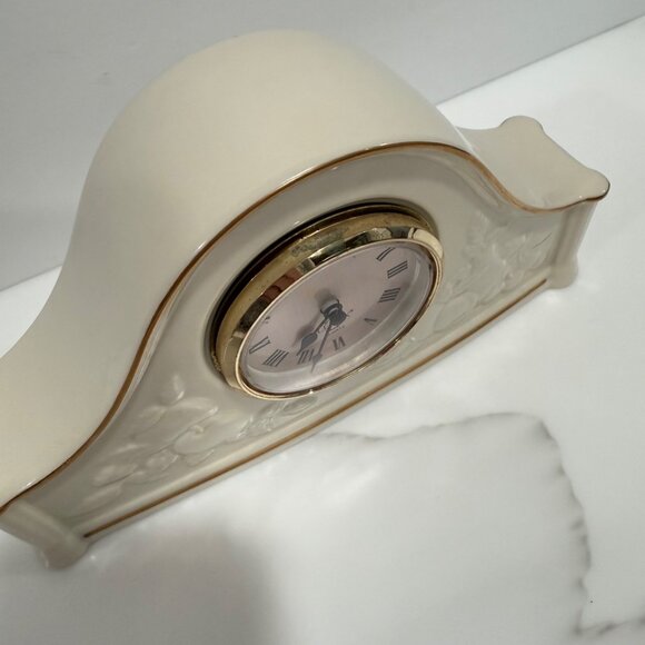 VTG Lenox Fruits of Life Mantel Clock Embossed 24K Gold Trim WORKING - Picture 12 of 12